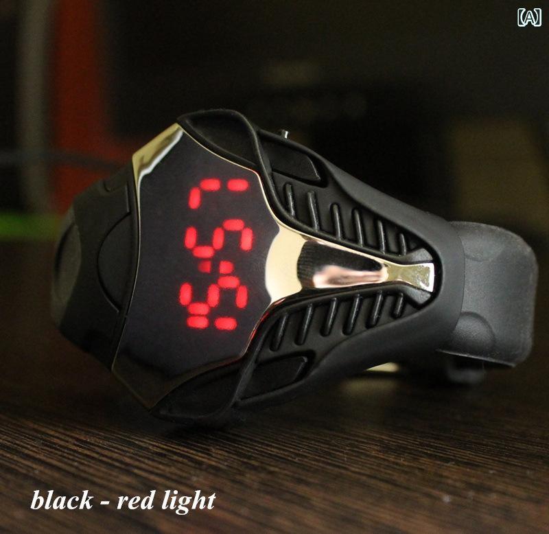 リバーパディのLED 腕時計 メンズ シリコン リストバンド ファッション トレンド 夜光 スポーツ 学生用 電子時計 防水 軽量 クォーツ ブラック グレー 日常使い 通勤 ジム ランニング｜アングル2