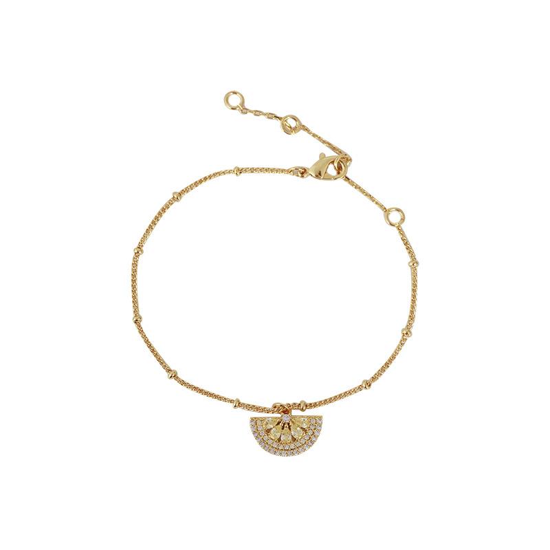 手链 アクセサリー 女性用 清新 かわいい フラッシュ ジルコニア フルーツ 半カット レモン ブレスレット 軽量 普段使い 夏 ピンク系 イエロー シルバー