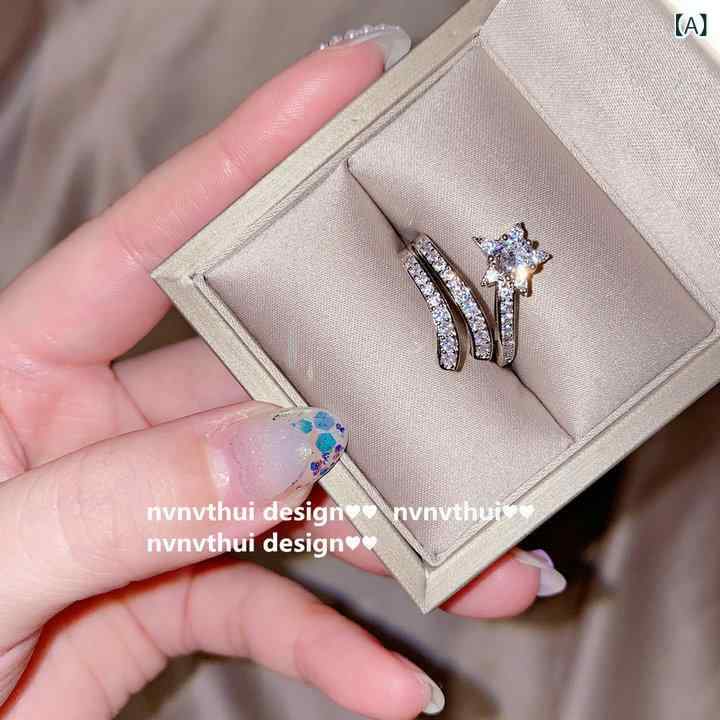 リバーパディの指輪 女性用 輝く星型 ジルコニア 指輪 18K 電気メッキ加工 多面カット 流星 満遍なく 輝く 開口式 調整可能 ラッキーアイテム キラキラ アクセサリー 日常使い 華やか スタイリッシュ｜アングル2