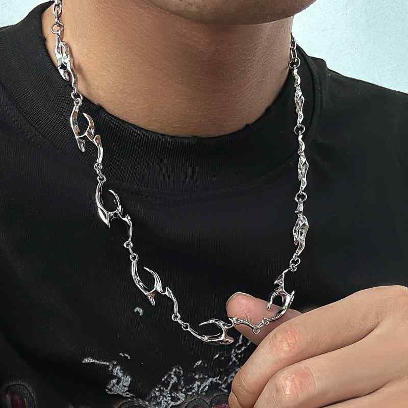 メンズ ネックレス 不規則 金属 鎖骨チェーン 潮 ファッション ステンレス 不锈钢 ...