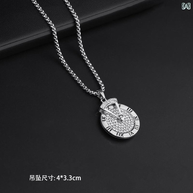 ネックレス 女性用 ロングチェーン かわいい シンプル ファッション ラッキーアイテム 数字モチーフ 回転式 吊り下げ チェーン アクセサリー 毛衣チェーン デイリー使い シルバー調 ジルコニア 装飾 細身