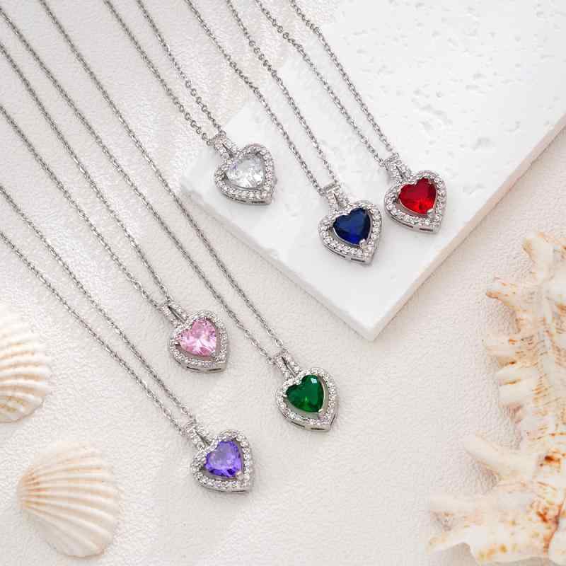 Rhinestone - ネックレス 女性用 韓国 シンプル 高級感 銅製 ジルコニア ハート テーパー ラブリー チタン 鎖骨チェーン ペンダント アクセサリー ファッション ジュエリー シルバー ゴールド チェーン ロング 軽量 普段使い