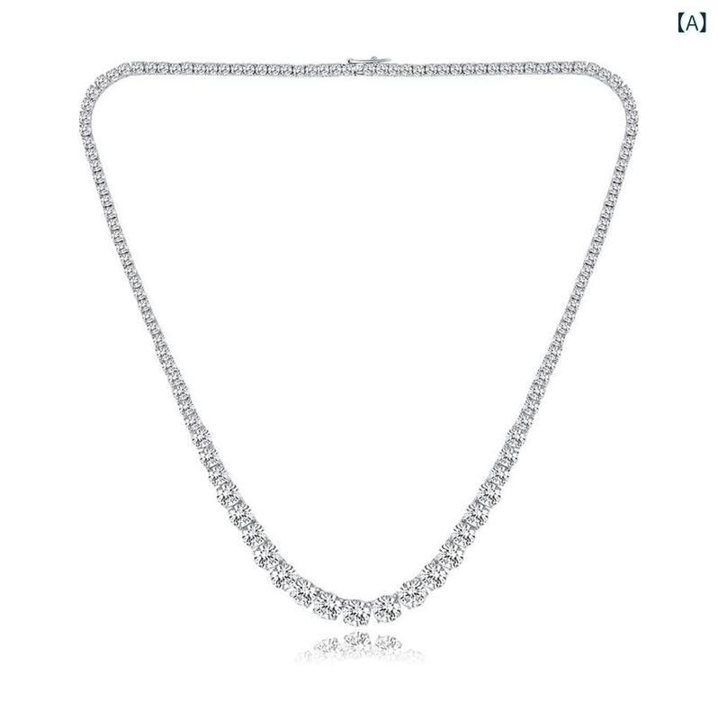 ネックレス テニスラケット型 ジルコニア 4爪 3mm-7mm グラデーション チェーン メンズ レディース ファッション アクセサリー シルバー調 輝き 高級感 普段使い 通勤 ギフト 軽量 耐久性 スタイリッシュ ジュエリー