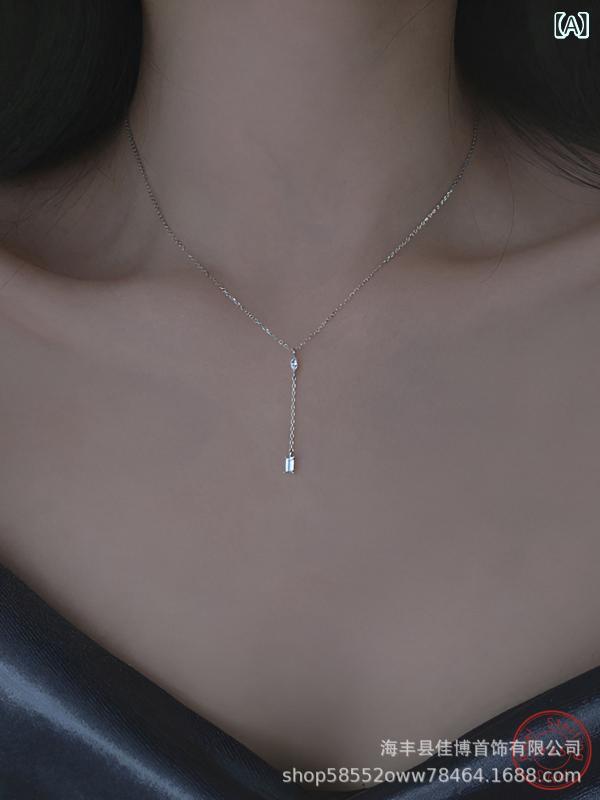 Other - ネックレス 女性用 ジルコニア フラワータッセル デザイン 軽量 高級感 ニットチェーン シルバー アクセサリー 細身チェーン 揺れるモチーフ スタイリッシュ 日常使い 華奢 シンプル レイヤード