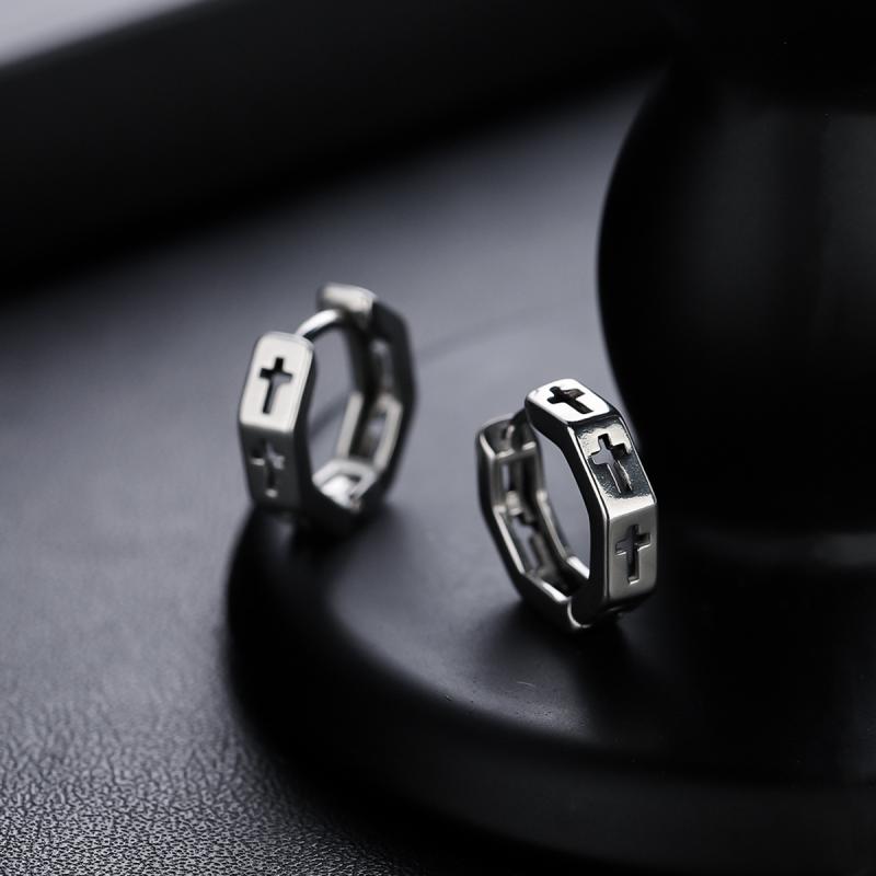 ピアス イヤリング メンズ クロス オープン クール スタイリッシュ ファッション イヤーカフ ユニセックス 高級感 ベーシック 耳飾り シルバー アクセサリー 普段使い 軽量 シンプル モダン