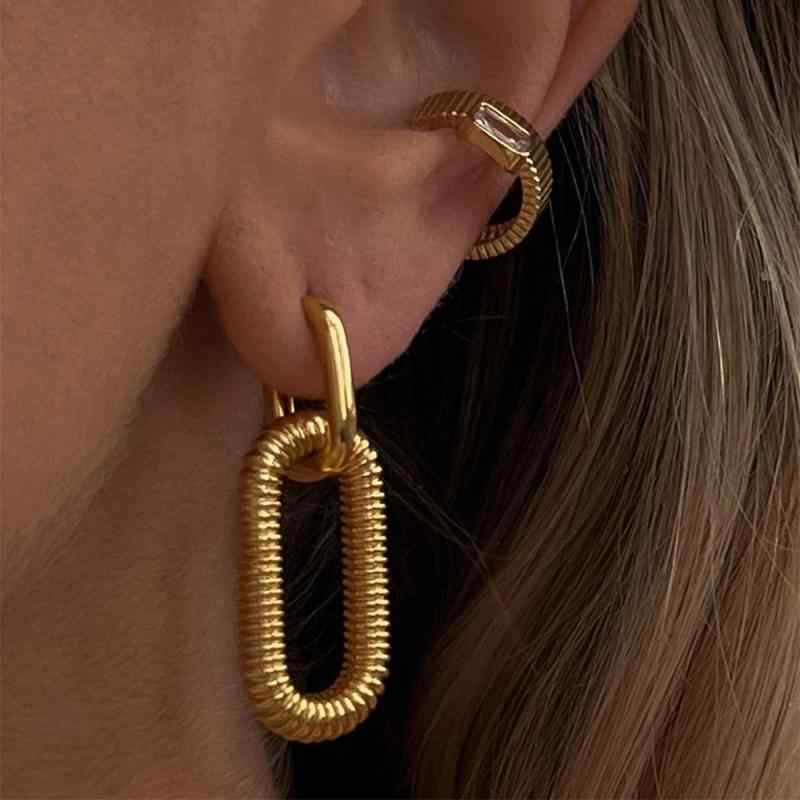 ピアス イヤリング 女性用 ステンレス スクエア ねじり ビッグ ファッション 耳飾...