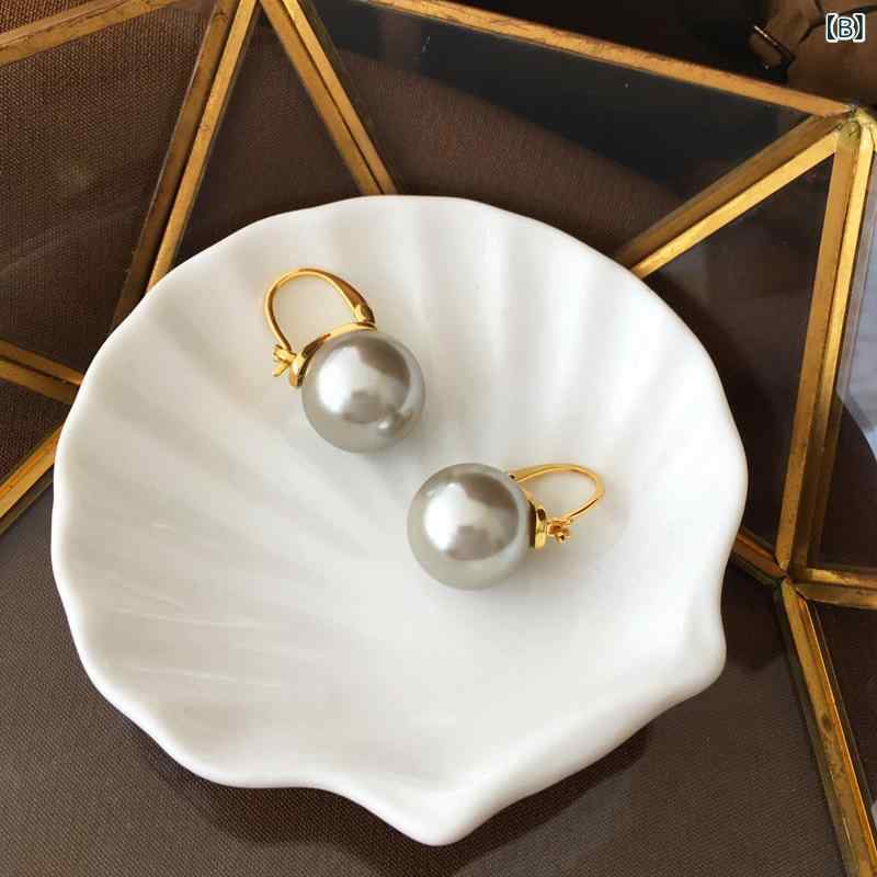 ピアス イヤリング 女性用 パール ピアス 復古 真金メッキ 真鍮 シンプル ファッシ...