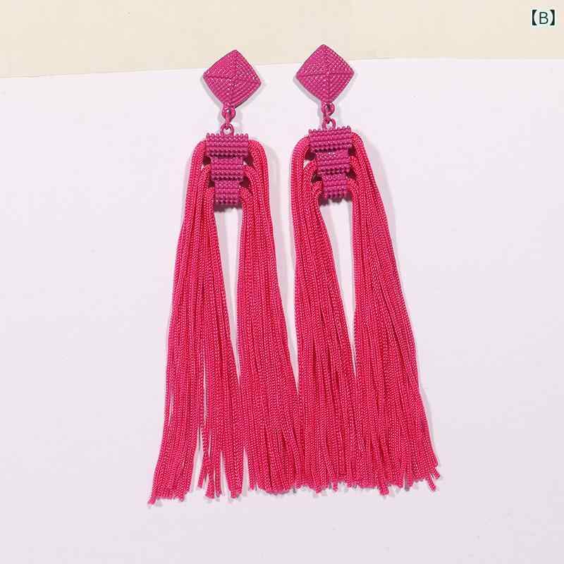 イヤリング 女性用 長め フリンジ 波浪形 ファッション アクセサリー 流行 カジュ...