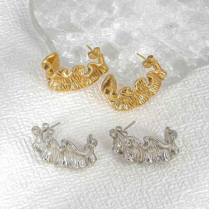 イヤリング 女性用 インスパイアードスタイル ステンレス チタン 18Kゴールドメッ...