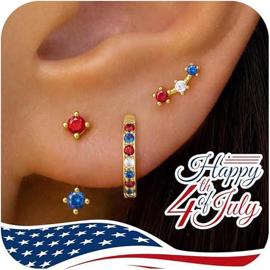 ピアス イヤリング セット ジルコニア ピアス カラフル ジオメトリック シンプル ...
