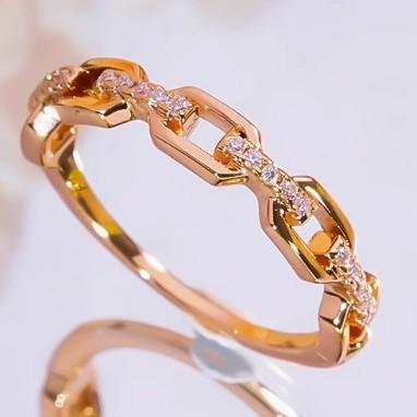 戒指 - レディース 指輪 チェーン キューバ スタイル 軽量 リング 女性用 欧米 インスピレーション 高級感 シルバー調 シンプル ジュエリー 普段使い ファッション アクセサリー