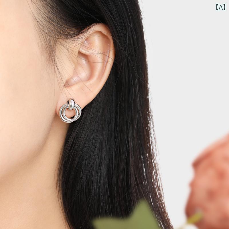 ピアス イヤリング 女性用 韓国 シンプル インスピレーション ダブルリング 幾何学...