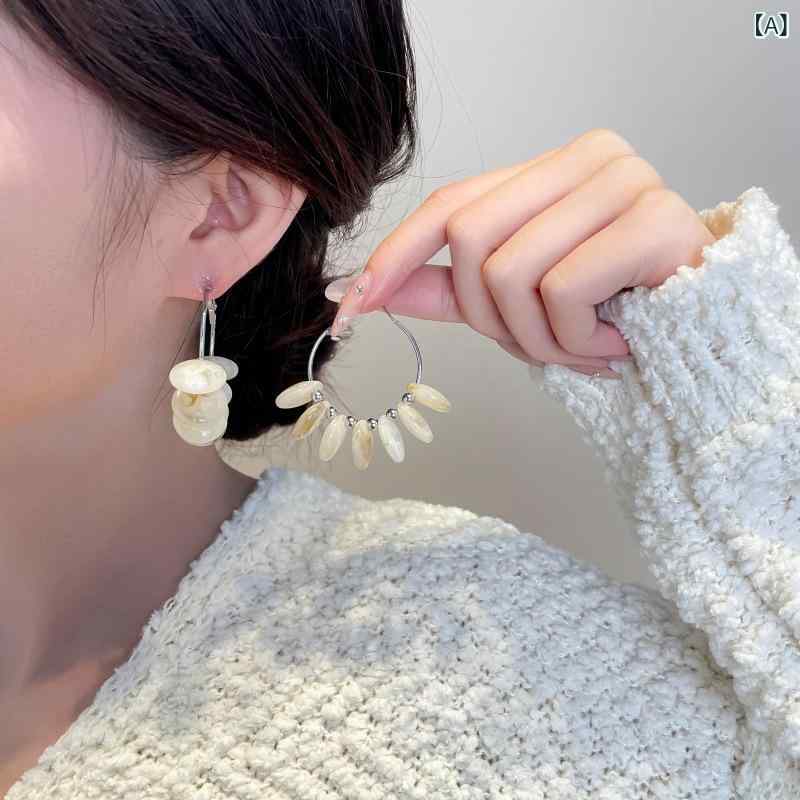 イヤリング 不規則 ストーン 夏 春夏 女性用 ファッション アクセサリー 軽量 シン...