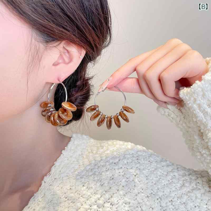 イヤリング 不規則 ストーン 夏 春夏 女性用 ファッション アクセサリー 軽量 シン...