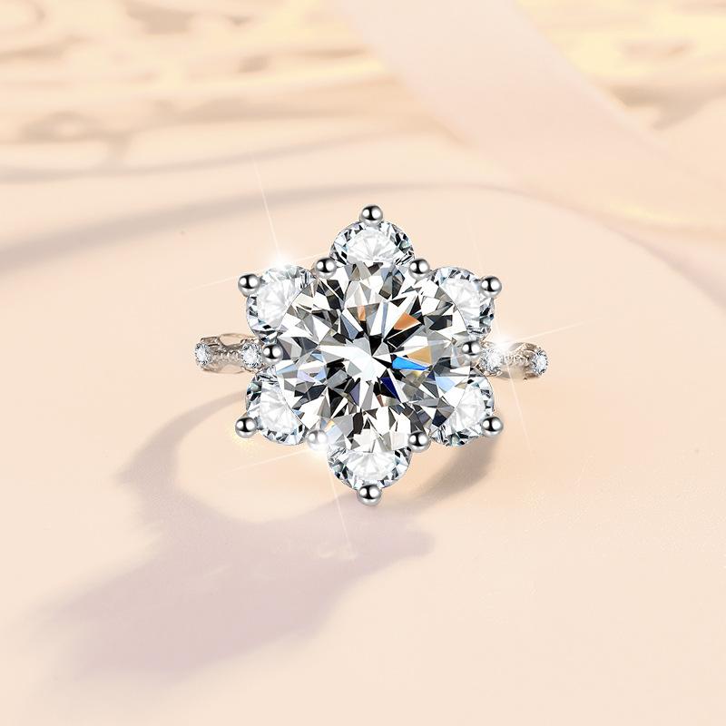 指輪 女性用 モissanite 星芒デザイン 高級感 少女向け 指輪 S925シルバー ピンク...
