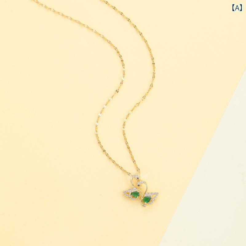 Cubic Zirconia - ネックレス 女性用 夏 接触冷感 高級感 ファッション ペンダント ティタニウム 鎖骨チェーン ジルコニア アクセサリー チェーン シルバー 軽量 普段使い 切り替えデザイン