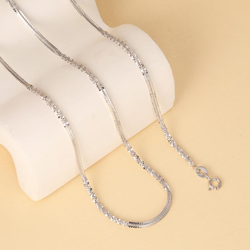 Garnet - ネックレス 女性用 S925純銀 波打つチェーン 鎖骨チェーン シンプルチェーン ベーシックチェーン 個性派 クールトーン 幾何学デザイン 華奢シルバー レイヤード対応 日常使い スタイリッシュアクセサリー