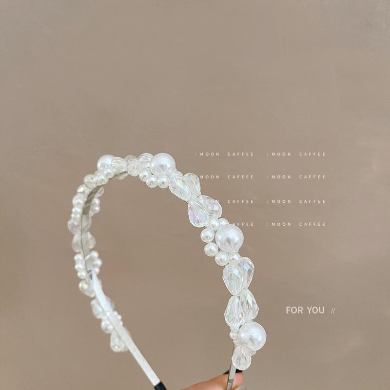 ヘアアクセサリー 女性用 かわいい 手作り 花柄 パール クリスタル ビーズ ヘアバンド ヘアクリップ ヘア飾り 優しい雰囲気 インスピレ..