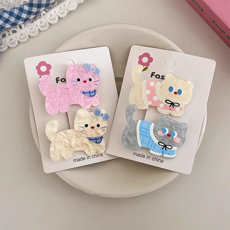 ヘアクリップ かわいい 猫 モチーフ サイド ヘア ピン 女の子 バング 固定 鴨嘴 ク...