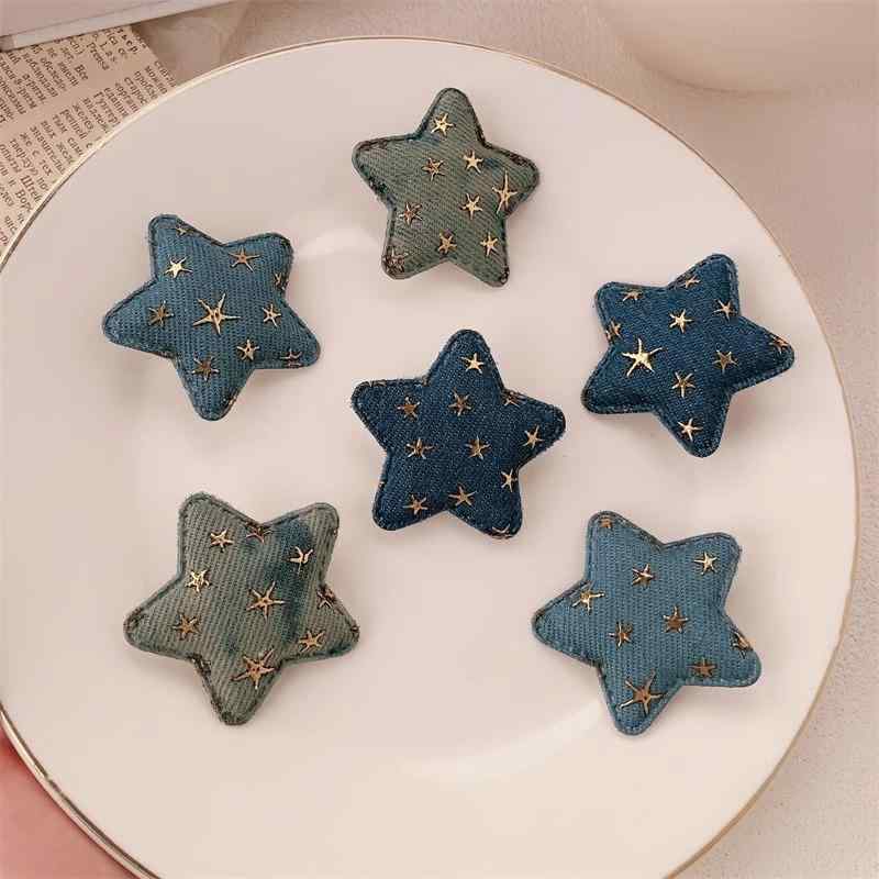 ヘアクリップ メンズ 夏 デニム 星型 布 星モチーフ サイドピン かわいい クール ガールズ 星柄 アクセサリー 軽量 普段使い 星形 ピンク系 アイボリー フル スタイリッシュ