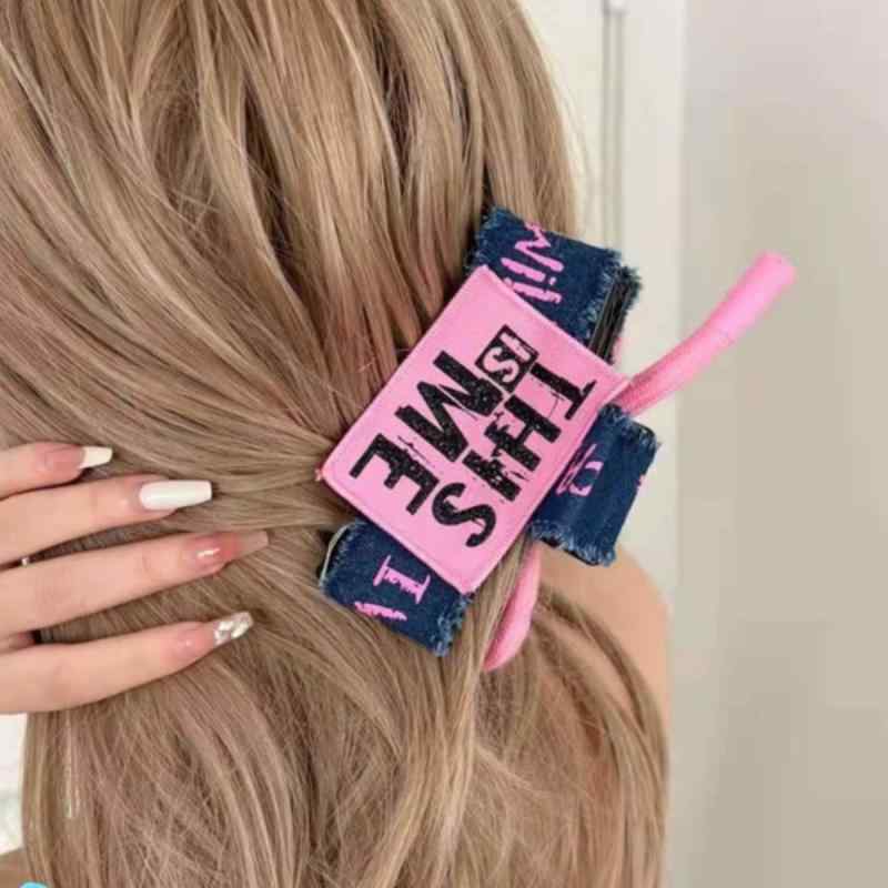 ヘアアクセサリー 女性用 韓国 デニム 蝶結び 髪留め 個性派 後頭部 アップスタイ...