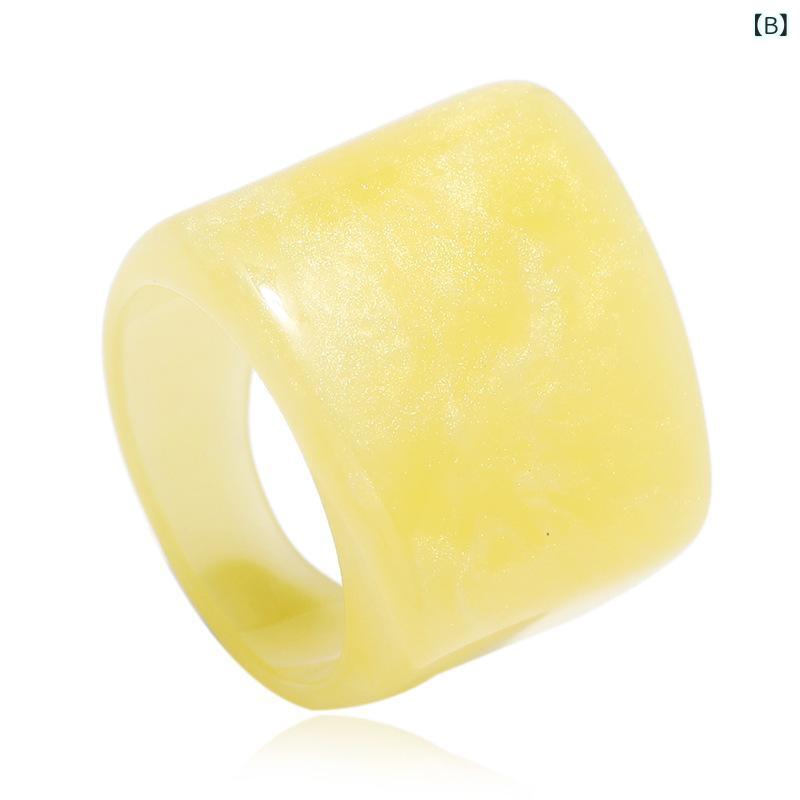 リバーパディの指輪 女性用 復古 樹脂 クール 食指用 ファッション シンプル アクリル 軽量 透明感 普段使い アクセサリー シルバー調 個性派｜アングル3