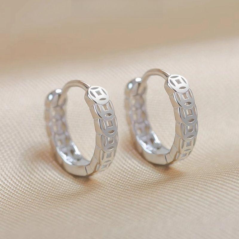 Rubellite - イヤリング メンズ レディース 銅貨 デザイン 軽量 シンプル ユニセックス アクセサリー シルバー ゴールド 日常使い 金属製 モチーフ 耳飾り