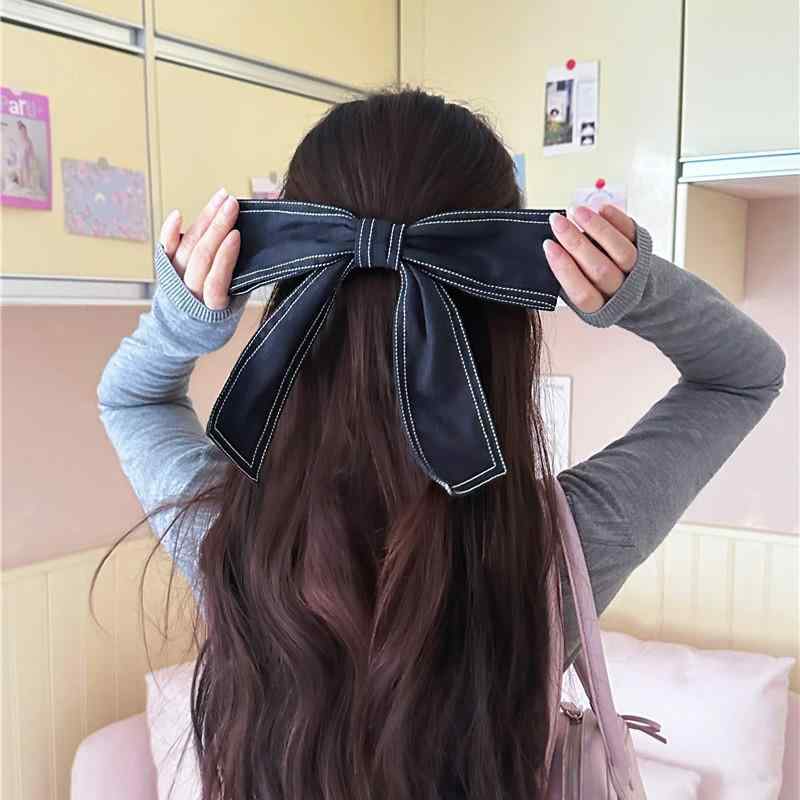 ヘアアクセサリー 女性用 韓国 デニム 蝶結び ヘアクリップ ピン サ...