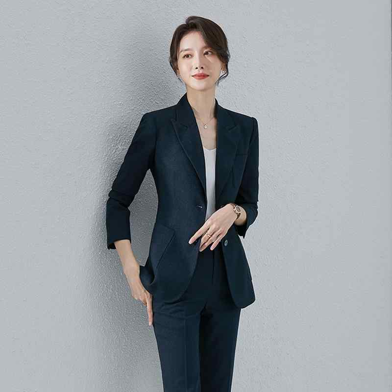 秋冬 女性用 ビジネス スーツ セット ジャケット スカート 綿混 素材 通勤 普段使い 軽量 伸縮性 ハイウエスト ブラック グレー ベージュ フォーマル トップス ボトムス セットアップ キャリアウーマン セット