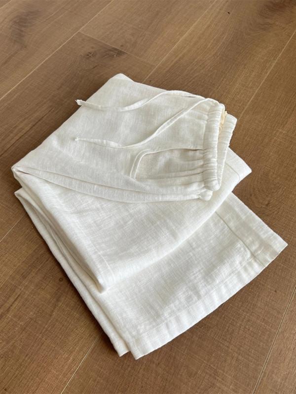 樂天商城 - レディース 麻 ワイドパンツ 柔軟 綿混 接触冷感 夏用 軽量 通勤 普段使い ハイウエスト ロング丈 爽やか ストレート ベーシック ブラック ホワイト グレー ベージュ ストレッチ 吸湿速乾 ビッグシルエット