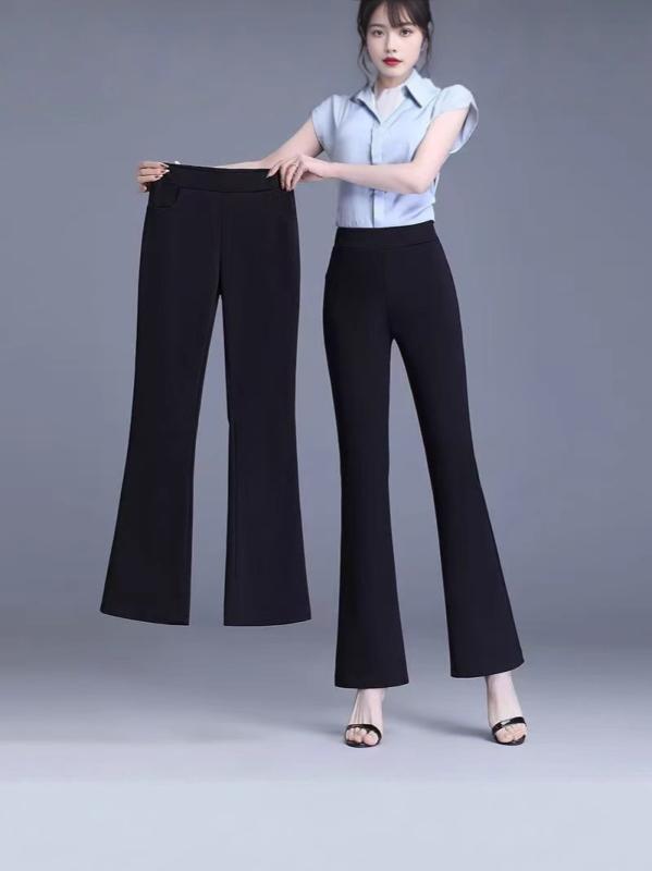 樂天商城 - パンツ レディース 秋冬 ハイウエスト 九分丈 ミモレ丈 微喇叭 垂感 ストレッチ 弾力 ロング丈 細身 普段使い 通勤用 吸湿速乾 軽量 ブラック グレー ベージュ