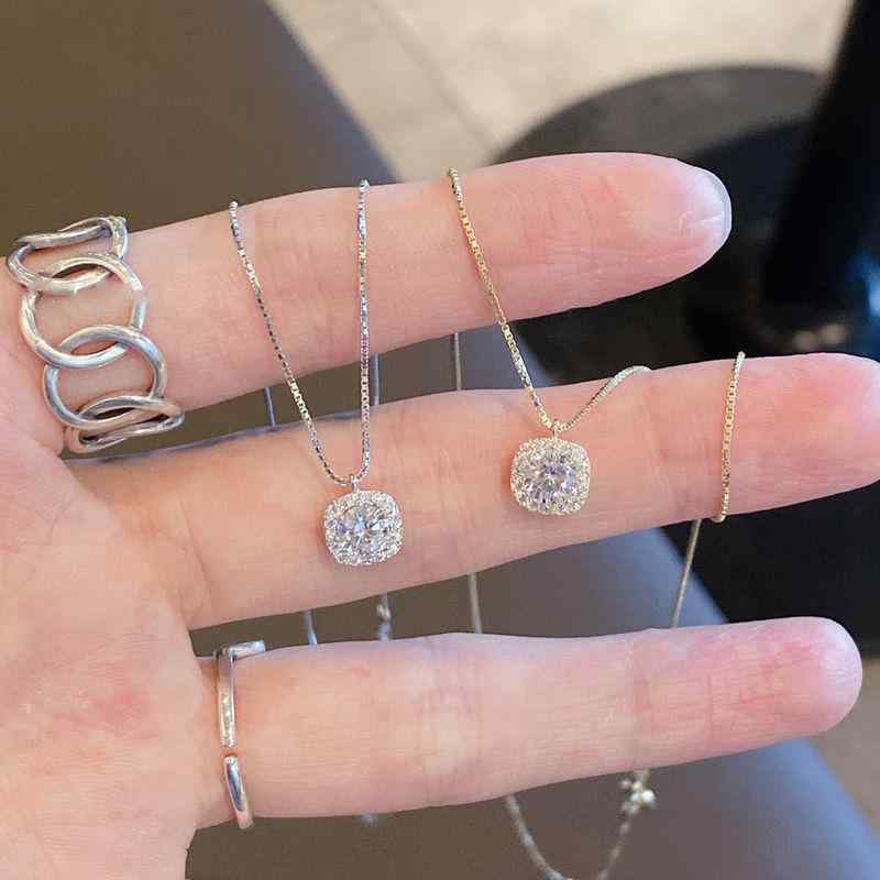 Other - ネックレス 925シルバー 女性用 ジルコニア ペンダント 軽量 デザイン性 シンプル 鎖骨チェーン ハイクラス アイボリー シルバー アクセサリー 普段使い 細身 洗練 モダン ジュエリー