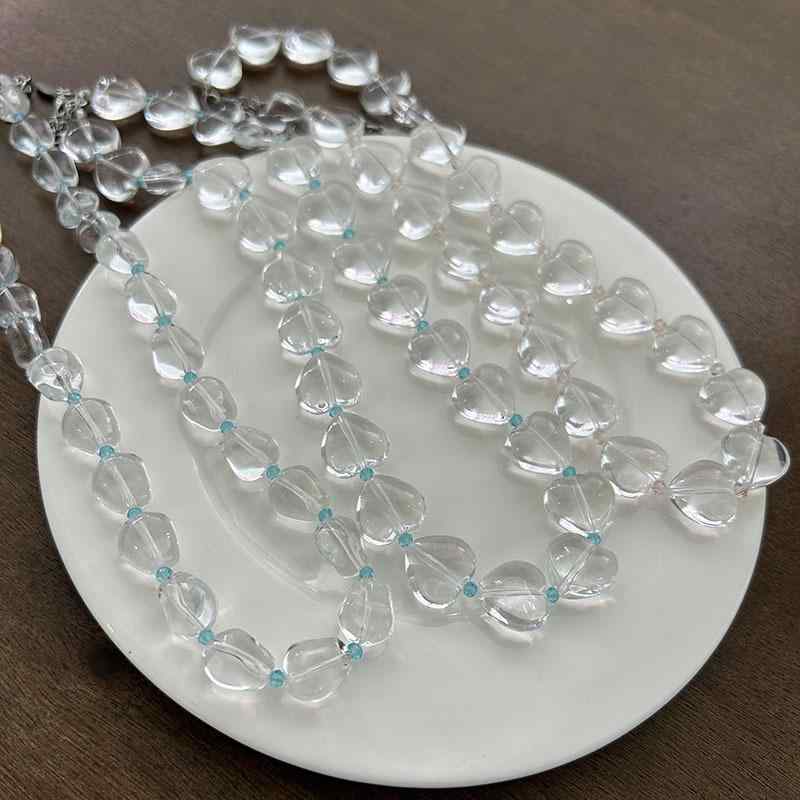 乐天商城 - ネックレス 女性用 ガラス 水晶 デザイン 個性 気質 ファッション シンプル スタイリッシュ シルバー ゴールド チェーン ペンダント アクセサリー 通勤 普段使い 軽量 輝き 透明 洗練 モダン