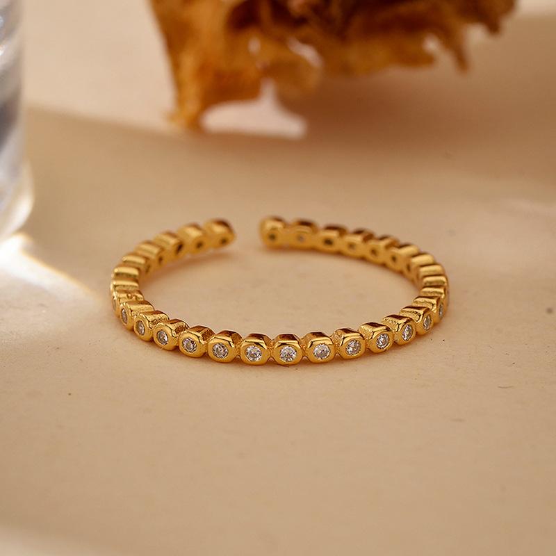 樂天商城 - 指輪 女性用 S925 純銀 オープンデザイン ジルコニア 微細 装飾 18K ゴールドメッキ 銀アクセサリー 軽量 高級感 気質 エレガント カジュアル 普段使い かわいい ピンクゴールド シルバー シンプル 華奢 キラキラ