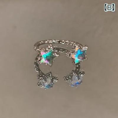 指輪 女性用 ファッション 個性派 オープン 星型 食指用 かわいい シンプル アクセ...