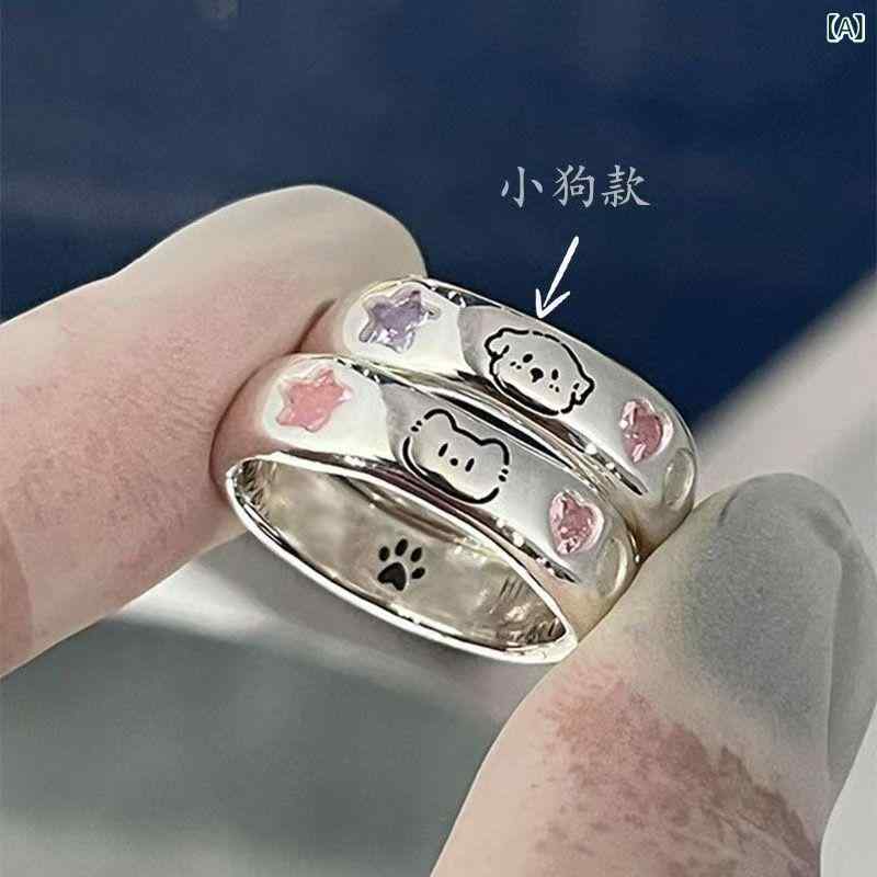 樂天商城 - 指輪 女性用 猫 パターン 犬 パターン 個性 シンプル 軽量 高級感 精巧 ファッション 日常使い シルバー かわいい ジュエリー