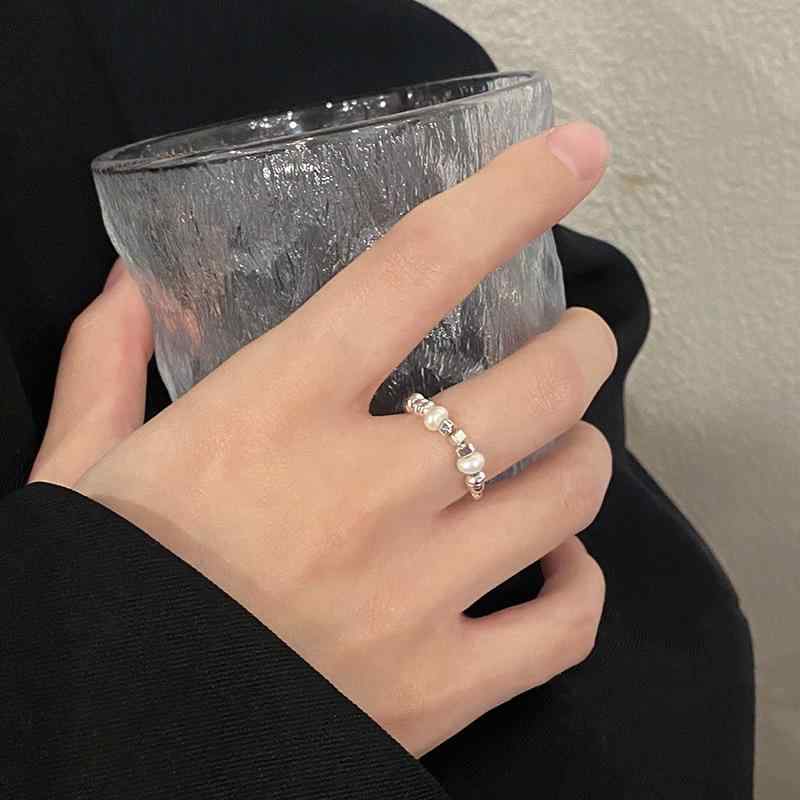 Other - 指輪 女性用 軽量 ラグジュアリー デザイン 個性 ファッション 銀 不規則 形状 真珠 アクセサリー 指先 装飾 シンプル スタイリッシュ シルバー ジュエリー 日常使い 華奢 モダン アクセント ピンク系 ゴールド系