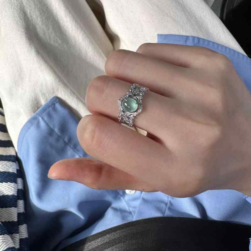 指輪 女性用 軽量 接触冷感 レース 個性 シンプル ファッション 通勤 普段使い シルバー ピンク アイボリー 春夏 秋冬