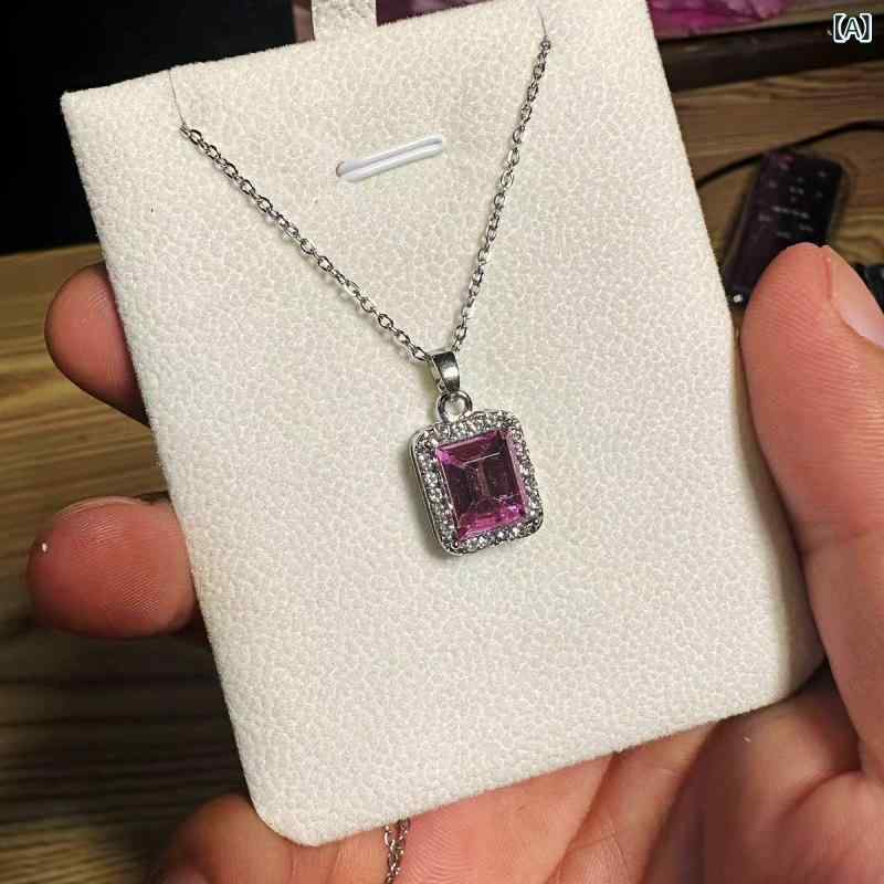 リバーパディのネックレス セット かわいい ピンク パープル チェーン 軽量 高級感 ベーシック 普段使い 鎖骨チェーン アクセサリー シルバー加工 女性用 春夏 秋冬｜アングル2