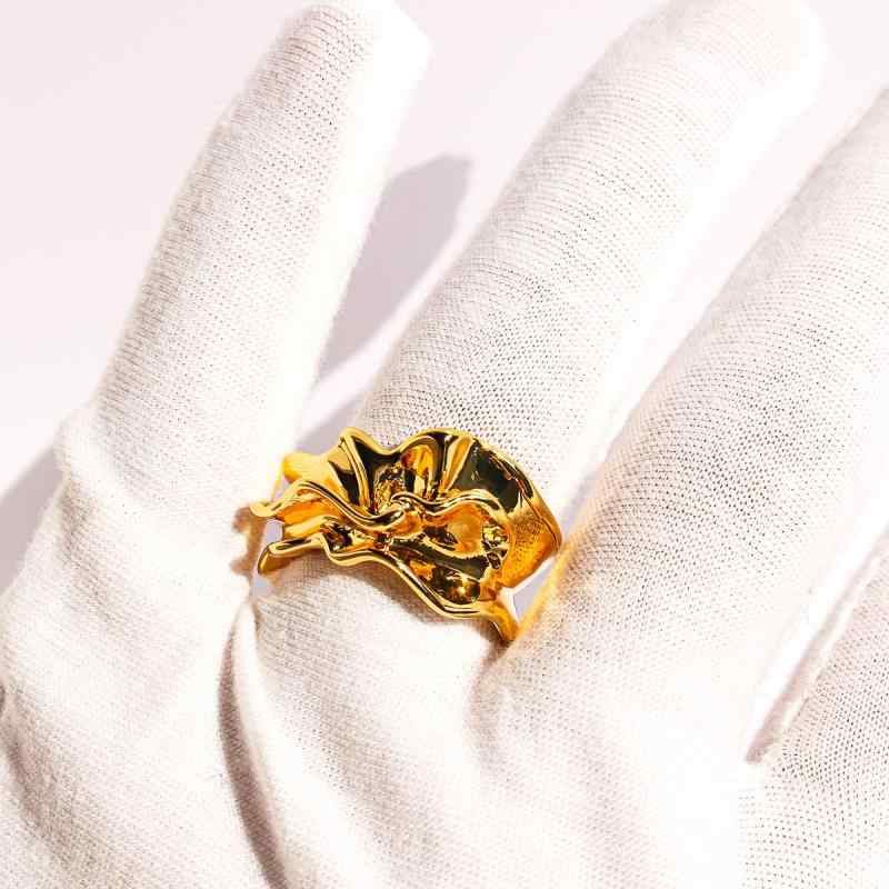 樂天商城 - 指輪 女性用 欧米 芸術的 抽象 スカート オープンデザイン 不規則 プリーツ テクスチャ シルバー アクセサリー かわいい 日常使い 軽量 シンプル ファッション ジュエリー モダン デザイン 個性的 シルバー 加工