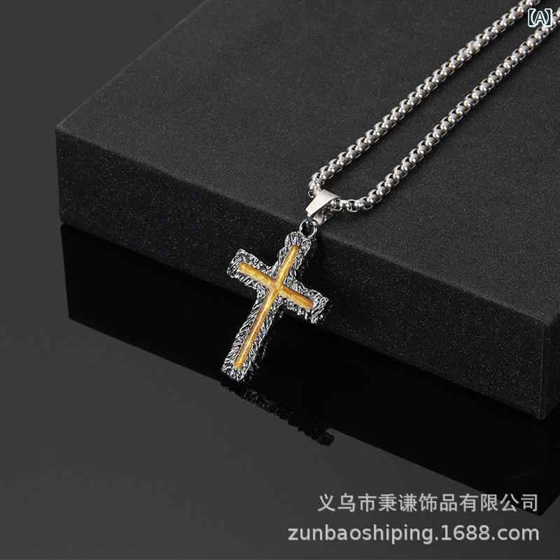 Other - ネックレス メンズ レディース クロス ペンダント ステンレス チタン ヒップホップ ファッション ユニセックス スタイリッシュ 軽量 耐久性 黒 赤 シルバー 普段使い アクセサリー シンプル モダン レイヤード チェーン クロスモチーフ ロックスタイ