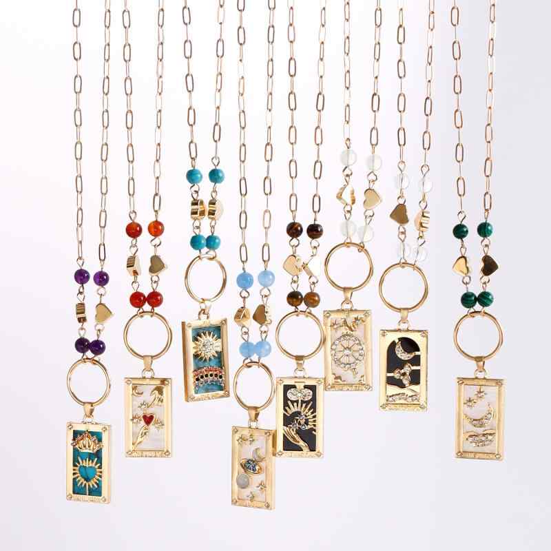 ネックレス シンプル ハート 長方形 タロット モチーフ チェーン 毛衣 チェーン アクセサリー 復古 スタイル 人気 アイテム かわいい デザイン 普段使い シルバー 調 軽量 ファッション ジュエリー チェーン ネックレス