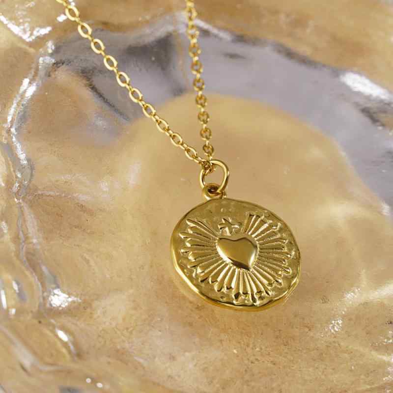 Rhinestone - ネックレス 女性用 クラシック クロス ハート 光輝き ラウンド メダル ステンレス ペンダント シンプル スタイリッシュ アクセサリー 普段使い シルバー系 軽量 耐久性 通年