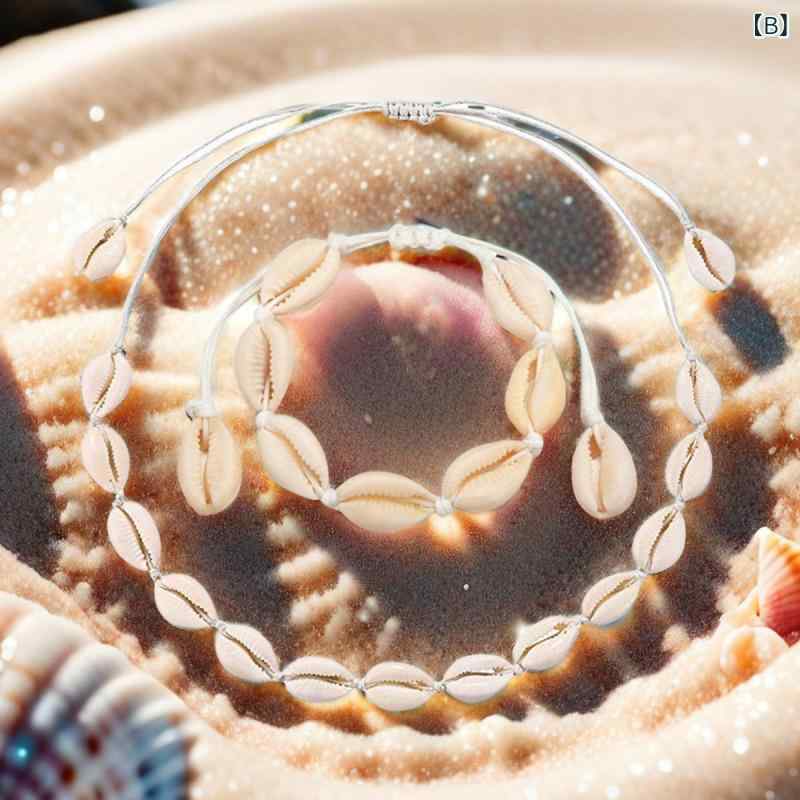 貝殻 アクセサリー セット 海洋 夏威夷 ビーチ スタイル 編み込み ブレスレット ネ...