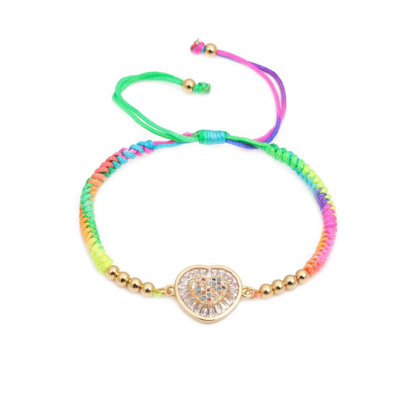 Necklaces, Pendants - ハワイアン アクセサリー 個性派 クリエイティブ 夏ハワイ ゆったり カジュアル ハート型 手链 手首飾り ブレスレット ビーチスタイル トロピカル デザイン 軽量 金属 チェーン 女性用 夏向け 日常使い 旅行向き カラフル ビーズ加工 モチーフ フ