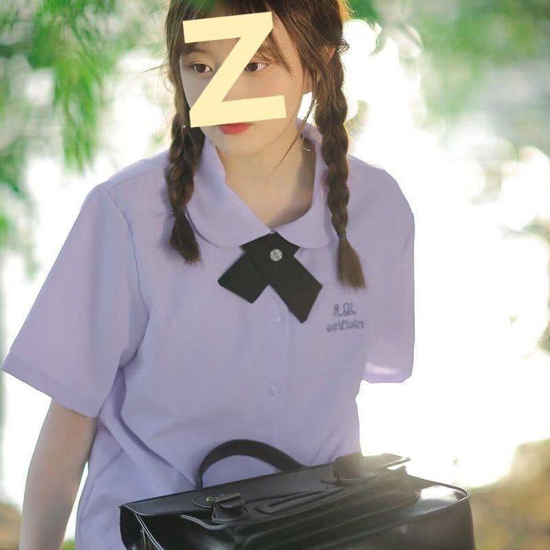 樂天商城 - タイ 女子校服 制服 シャツ ブラウス スカート セット 紫色 短袖 夏 学園 かわいい 軽量 通学用 綿素材 膝丈 フレア 紫 春夏 学生服 ユニフォーム トップス ボトムス オリジナル デザイン