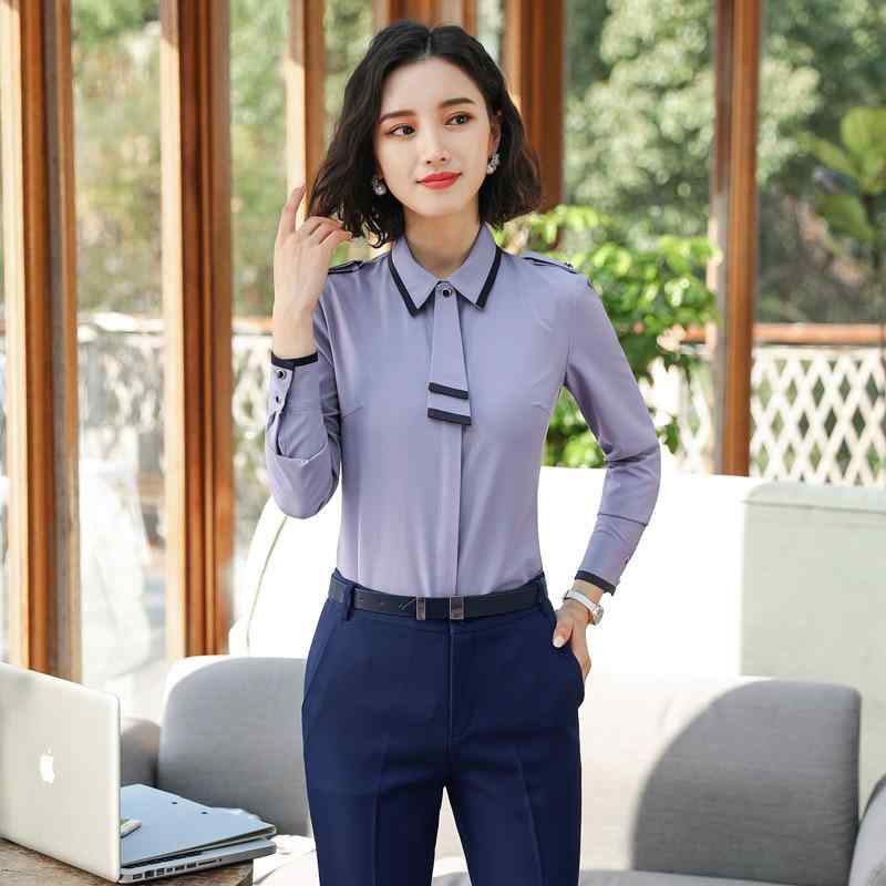 Rakuten - トップス 女性用 長袖 ホワイト シャツ 気品 淑女 ビジネス 通勤 面接 スーツ インナー 綿素材 吸湿速乾 軽量 伸縮性 ハイネック フレアスリーブ フォーマル 普段使い 春夏