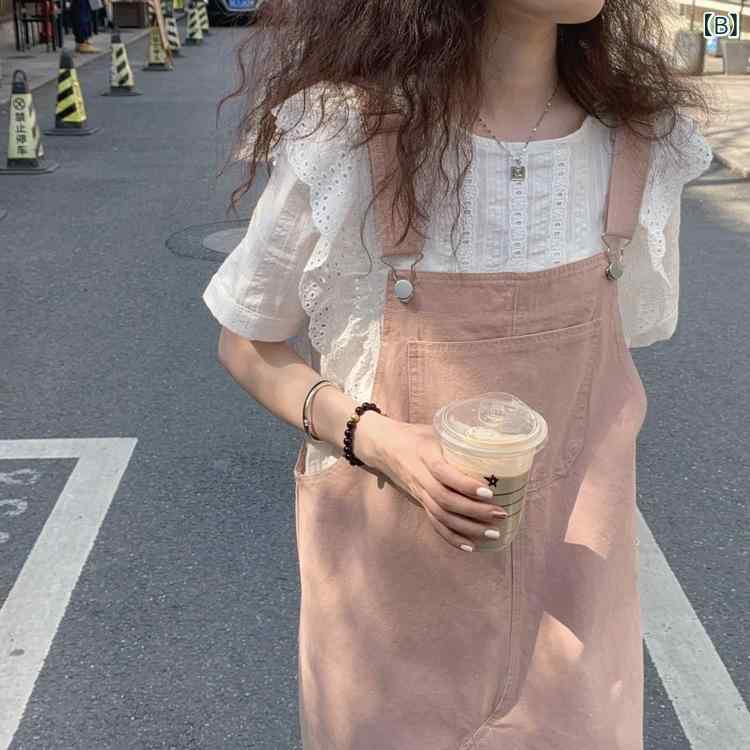 サマードレス レディース 春夏 セットアップ ワンピース シャツ スカート 背広 韓 ゆったり スリム フリル袖 レース トップス スカート ブラウス コットン ミックス 軽量 通勤 普段使い かわいい ピンク ブラック アイボリー 接触冷感 吸湿速乾 3