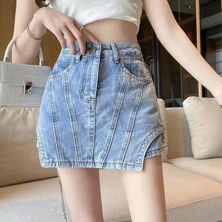 デニム スカート レディース 春夏 ショートパンツスカート ハイウエスト 包み尻 ビッグサイズ スリム効果 復古スタイル Aライン コットン デニム素材 軽量 通勤 普段使い カジュアル デイリー ストリートファッション 伸縮性 吸湿速乾 ブラック ブル