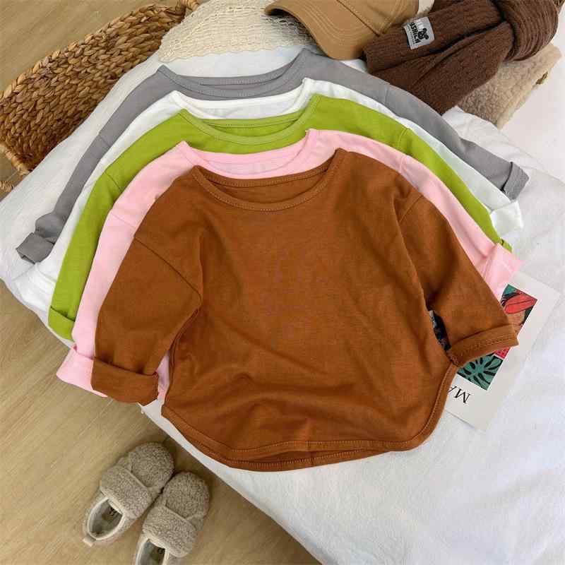 子供服 長袖Tシャツ 女の子用 男の子用 棉 接触冷感 秋冬 トップス 伸縮性 吸湿速乾 普段使い 部屋着 軽量 カジュアル ピンク系 アイボリー ブラック 通年